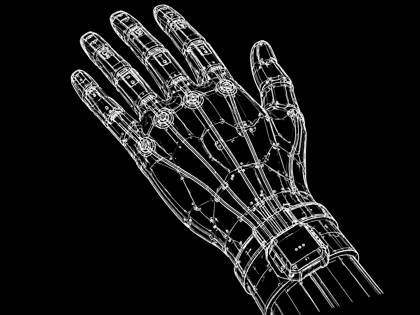 Abstract pressure-sensing and motion-capture glove line drawing